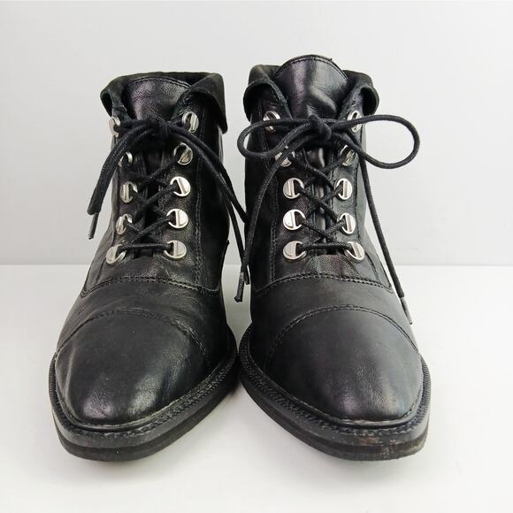 Kelsi Dagger SZ 8 Geuine Leather Black Lace-Up-Ankle Booties - Picture 6 of 9
